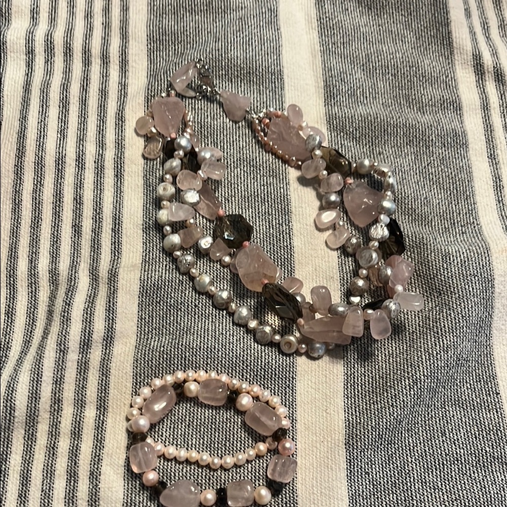 Pink and Silver Women's Jewelry Set